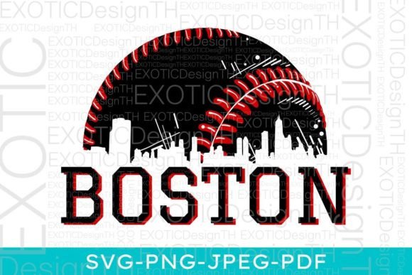 Boston City Baseball Skyline Vintage SVG