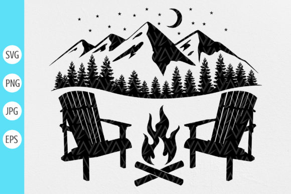 Campfire with Adirondack Chairs Svg